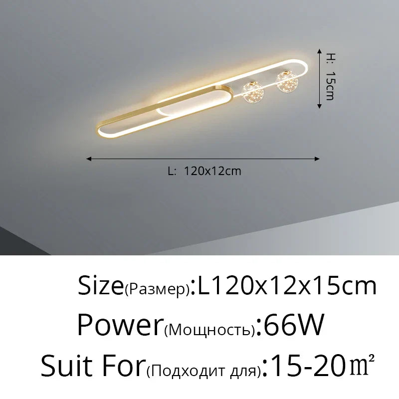 DecorBites™ Gold Starry Strip Flush Mount Ceiling Light Luxury Chandelier