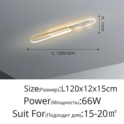 DecorBites™ Gold Starry Strip Flush Mount Ceiling Light Luxury Chandelier