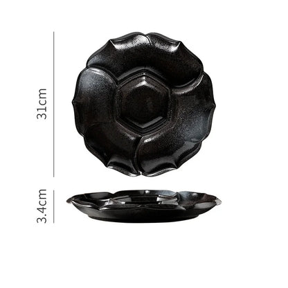 Plato llano de cerámica DecorBites™ con 4 compartimentos - Vajilla retro para frutas, aperitivos y postres