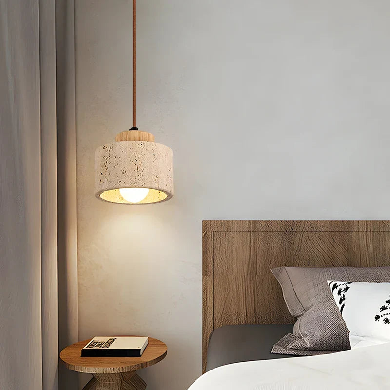 Copper Vintage Pendant Light Travertine Stone