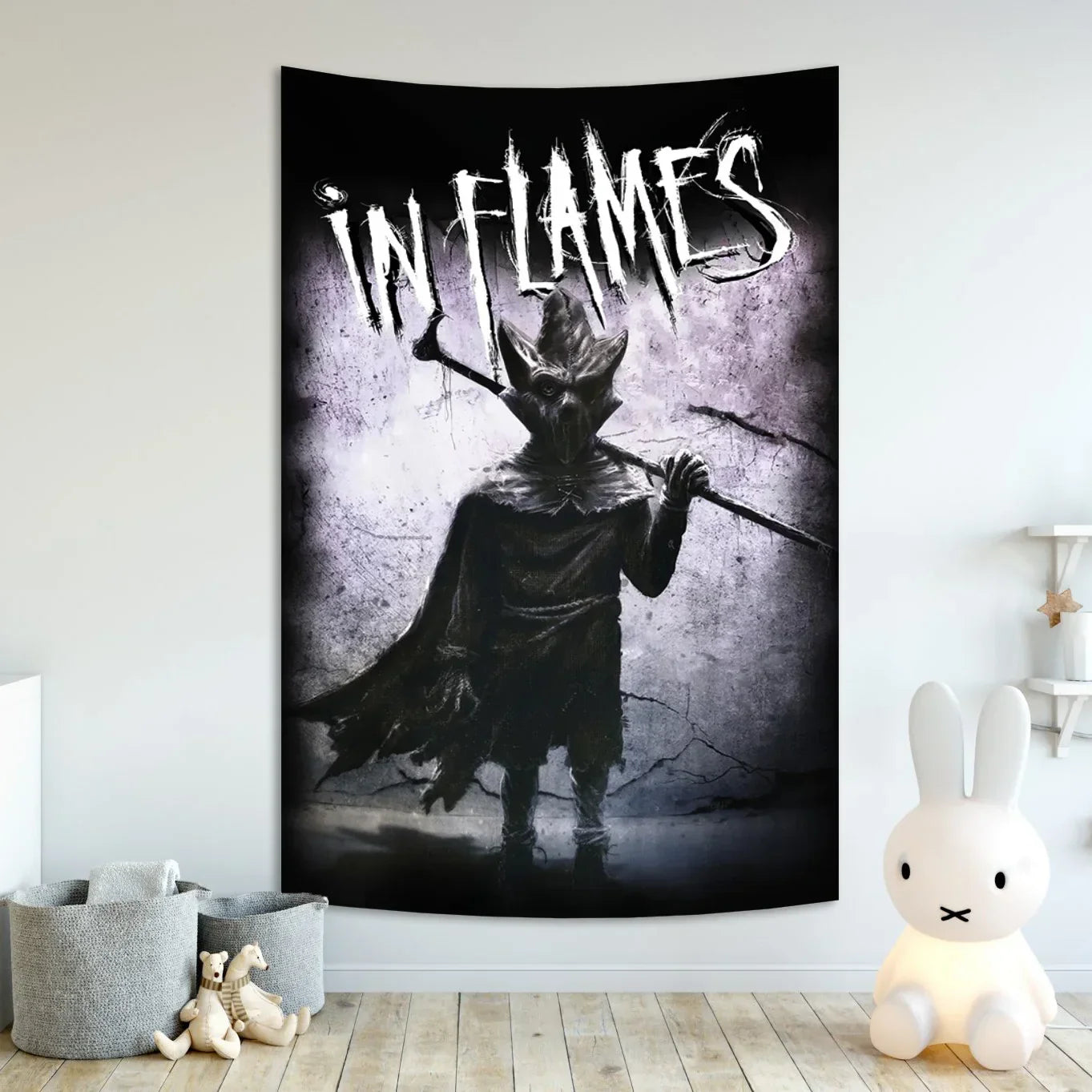 In Flames Tapestry - Death Metal Band Album Cover Wall Art for Living Room by Decobites