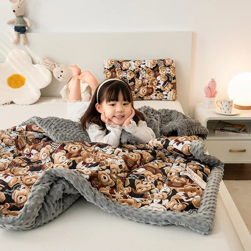 Decobites Cotton Floral Double Quilt | Retro Soothe Doudou Bedding Blanket