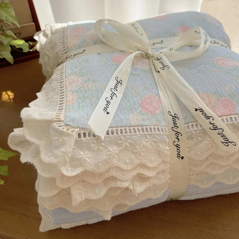 DecorBites™ Lace Romantic Comforter Set - Full Twin Double Size Bed Linens