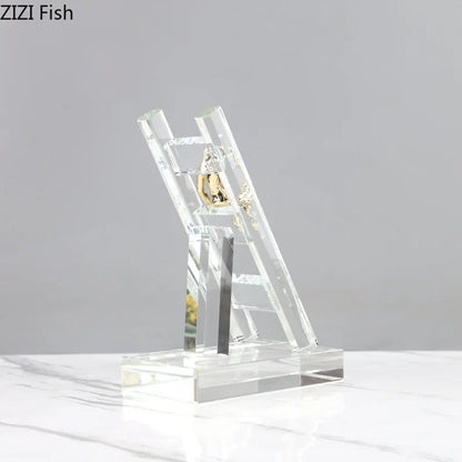 DecorBites™ Golden Figures Resin Sculpture: Creative Staircase Desk Decoration