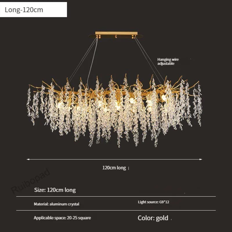 Lámpara de Araña de Uvas de Cristal Oro Decorbites™ para Comedor Sala de Estar Dormitorio