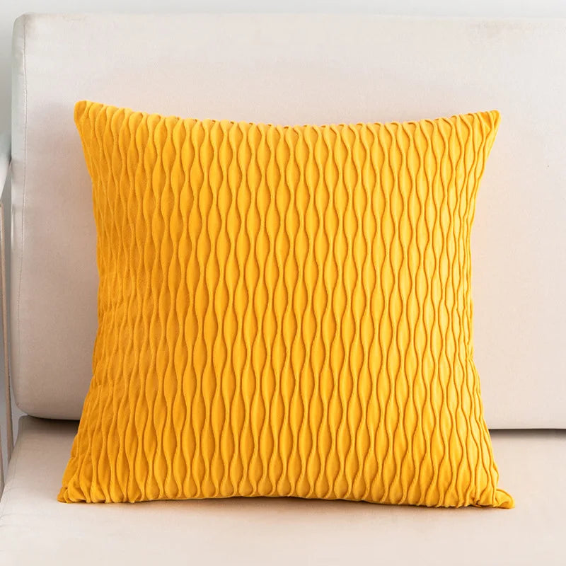 Decobites Velvet Striped Pleated Square Pillowcase