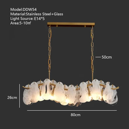 DecorBites™ Cloudy Glass Chandeliers: Modern LED Lustre Indoor Lighting for Living Room Décor