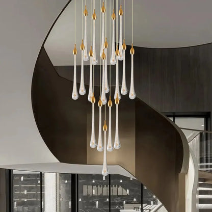 DecorBites™ Crystal Rotating Staircase Chandelier: Luxe Duplex Living Room Pendant