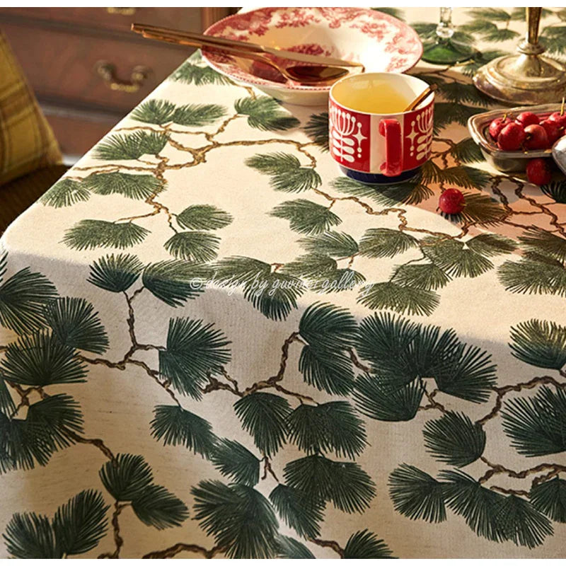 Cotton Linen Pine Tablecloth