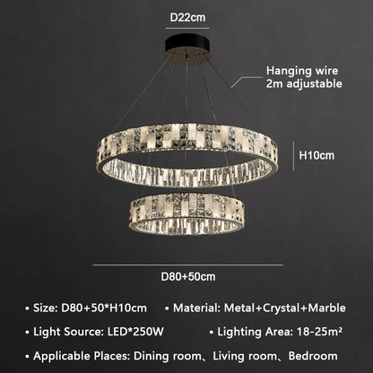 DecorBites™ Crystal Lustre Circle Chandelier LED Lights - Modern Luxury Minimalism décor