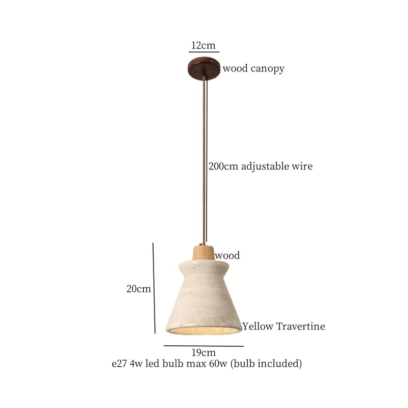DecorBites™ LED Wood Yellow Travertine Pendant Light for Living Room Bedside - Nordic Interior Lighting