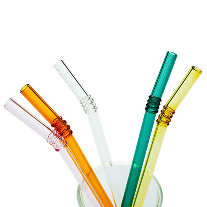 DecorBites™ Glass Straws Set - Eco-Friendly Reusable Colorful Drinking Tubes
