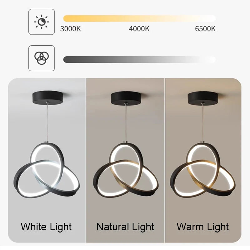 Nordic Metal LED Pendant Light in Black or Gold