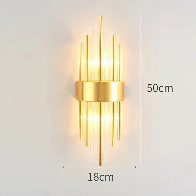 DecorBites™ Gold Crystal Glass Wall Sconce Light Fixture for Luxury Bedroom Decor