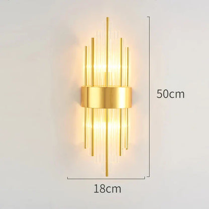 DecorBites™ Gold Crystal Glass Wall Sconce Light Fixture for Luxury Bedroom Decor