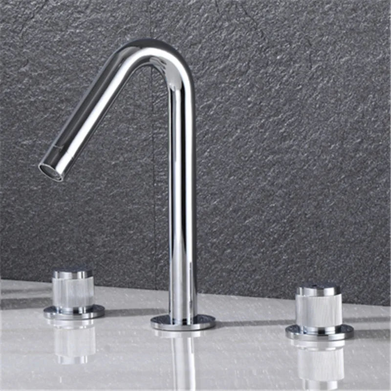DecorBites™ Gold Basin Faucet: Black Brass Widespread Bathroom Tap with Chrome Finish