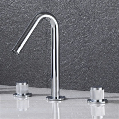 DecorBites™ Gold Basin Faucet: Black Brass Widespread Bathroom Tap with Chrome Finish