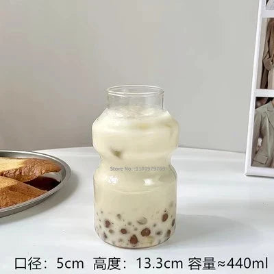 Vasos de vidrio borosilicato DecorBites™ para leche, jugo, té y café: resistentes al calor y con estilo.