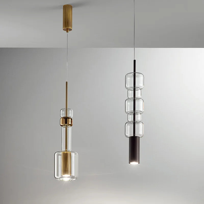 DecorBites™ Cylindrical Glass Pendant Light: Modern, Nordic Design for Living Room, Restaurant, Kitchen