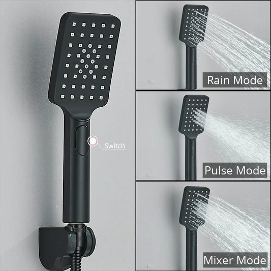 DecorBites™ Black/Chrome Thermostatic Shower Set with Brass Wall Mount Mixer Handle Spray