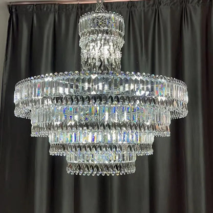 DecorBites™ Large Crystal Chandelier Chrome Hanging Lamp for Dining Room Decor
