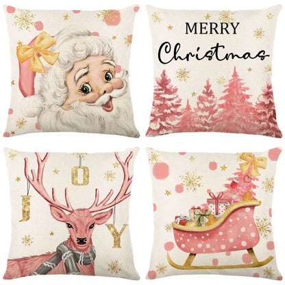 DecorBites™ Christmas Pillowcase Collection - Festive Sofa Decor with Christmas Tree, Elk, Snowman