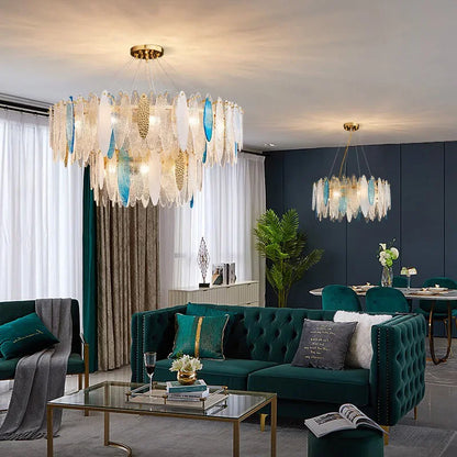 DecorBites™ Gold LED Glass Chandelier for Dinning Living Room Bedroom_main keyword: Pendant Lamps