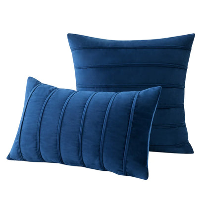 DecorBites™ Blue Velvet Stripe Pillow Covers - 2Pcs Luxury Soft Cushion Cases for Couch