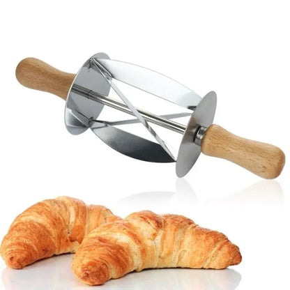 Cortador de masa para croissants DecorBites™: Mango de acero inoxidable, cuchilla de rueda para repostería.