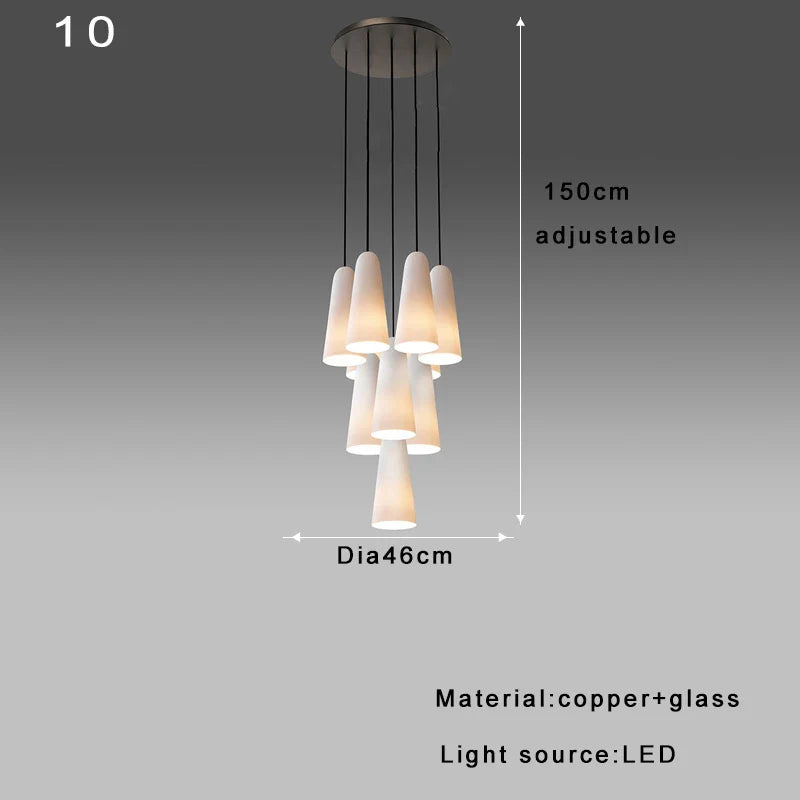 DecorBites™ Elegant White Glass Cup Chandeliers for Luxe Living Room