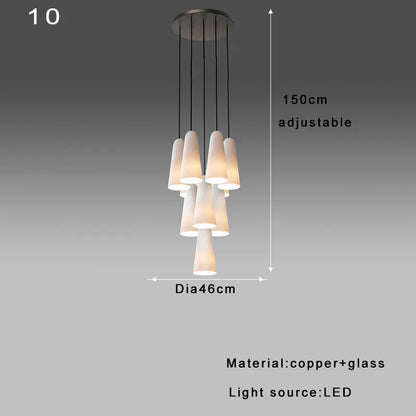 DecorBites™ Elegant White Glass Cup Chandeliers for Luxe Living Room