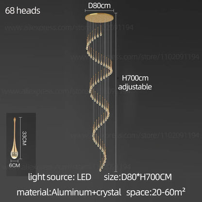 DecorBites™ Crystal Chandelier: Modern LED Hanging Lamp for Living Room, Villa, and Staircase