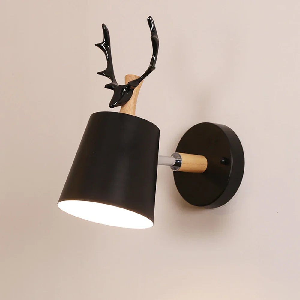 DecorBites™ LED Antlers Wall Lamp Wooden Nordic Vintage Modern Loft Bedroom Lighting E27