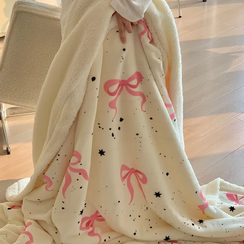 DecorBites™ Korean Cartoon Plush Blanket, Soft Nap Sofa Cover for Home Dormitory