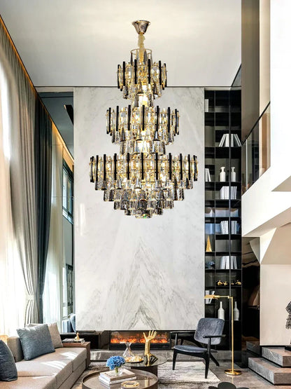 DecorBites™ Crystal Hollow Villa Chandelier: Modern Luxury Pendant Light for Living Room and Hotel Lobby