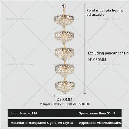 DecorBites™ Crystal Duplex Chandelier: New Light Luxury Post-Modern Hall Lighting for High Living Room