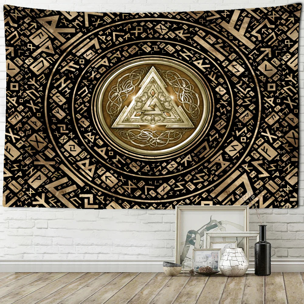 Decobites Mystical Rune Symbol Tapestry Wall Hanging for Psychedelic Hippie Decor