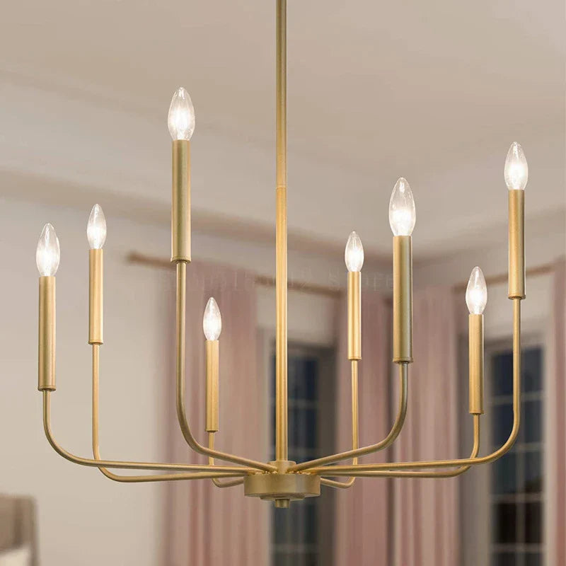 Decorbites™ Gold Schwarz Retro Kronleuchter Kerzen Deckenbeleuchtung für Wohnzimmer & Restaurant