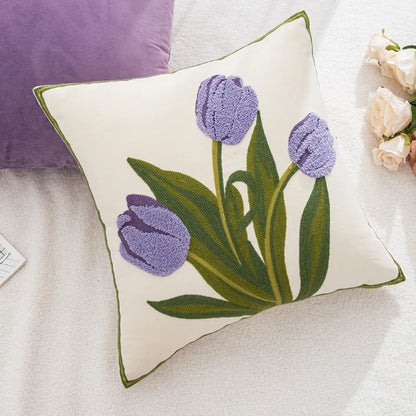 DecorBites™ Embroidered Flower Pillowcase Cover for Home, Living Room, Sofa - Nordic Ins Style