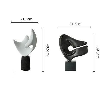 DecorBites™ Abstract Hollowed-out Resin Sculpture, Black and White Modern Home Decor Statue.