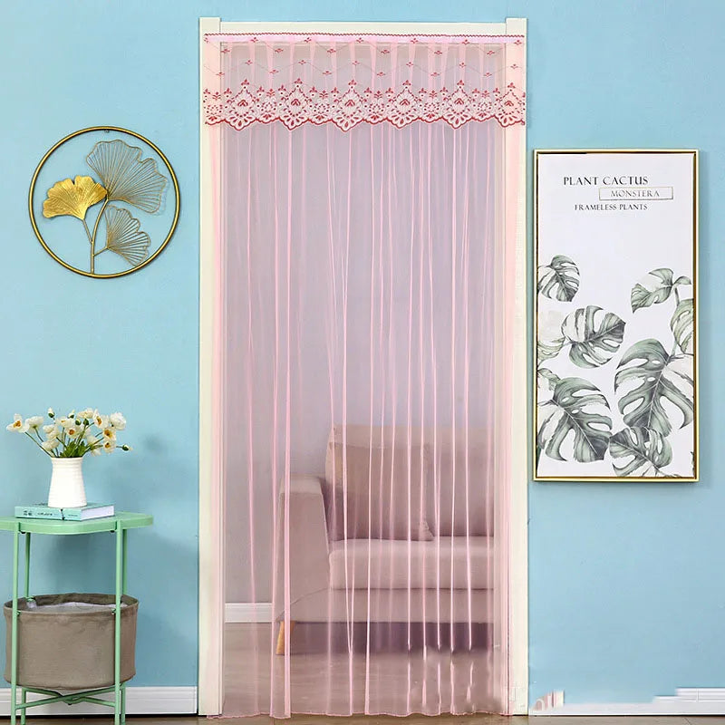 DecorBites™ Lace Embroider Summer Insect Net Door Curtain for Living Room and Bedroom