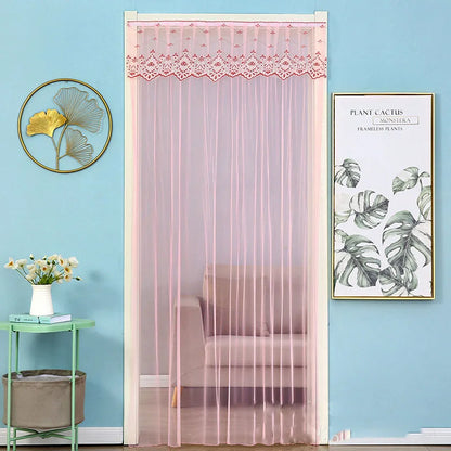 DecorBites™ Lace Embroider Summer Insect Net Door Curtain for Living Room and Bedroom