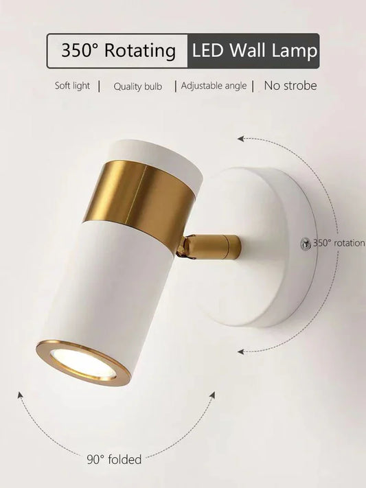 DecorBites™ Adjustable Nordic LED Wall Lamp for Bedroom, Modern Minimalist Rotating Light