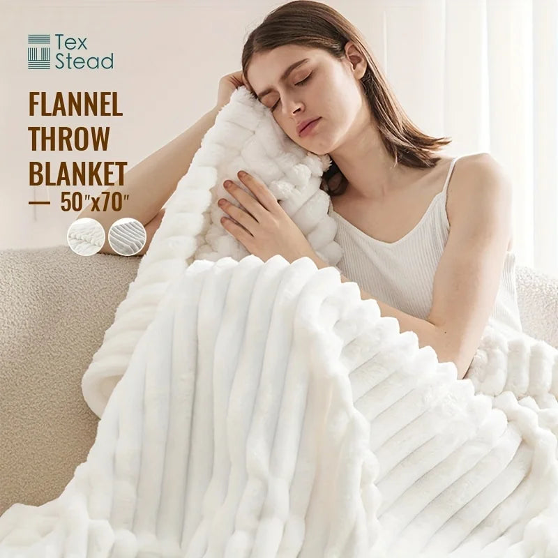 Decobites Fuzzy Super Soft Flannel Throw Blanket - Luxe Plush Blanket for Sofa, Bed