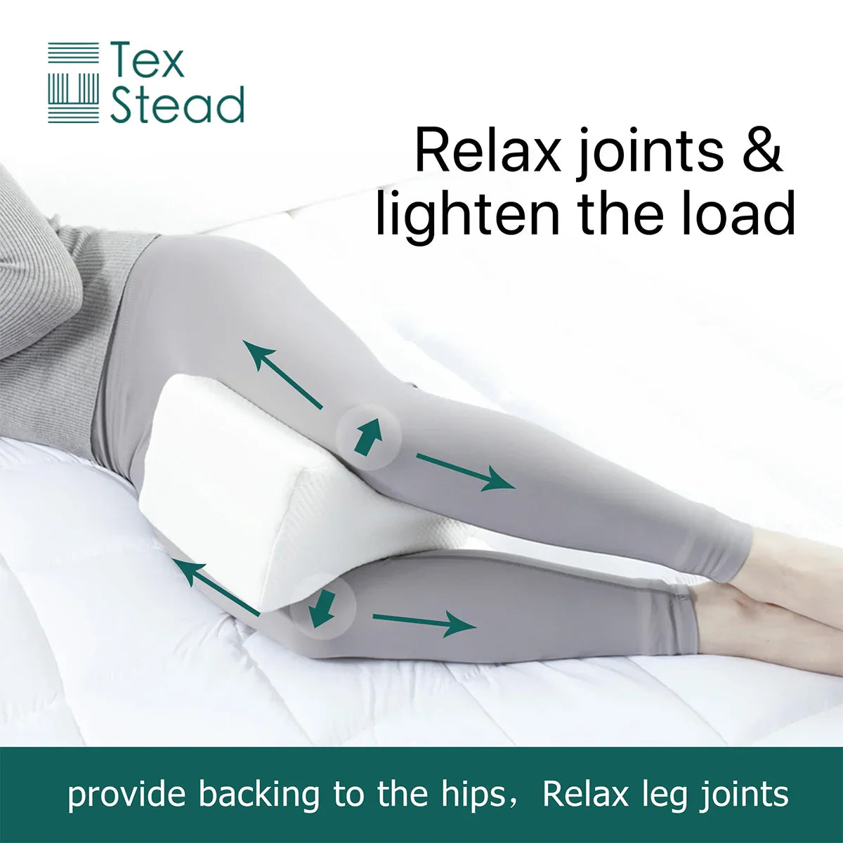 Decobites Memory Foam Knee Pillow for Side Sleepers, Spine Alignment & Leg Blood Circulation.