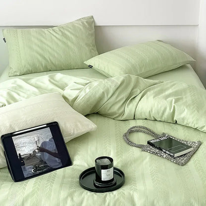 DecorBites™ Jacquard Cotton Bedding Set for Queen King Size - Skin Friendly Comforter Cover