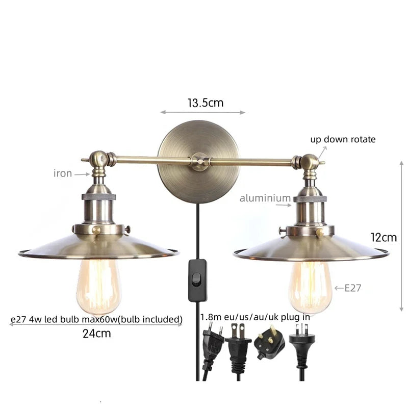 DecorBites™ Dual Head Pink LED Wall Light for Bedroom Decor & Hotel Industrial Style