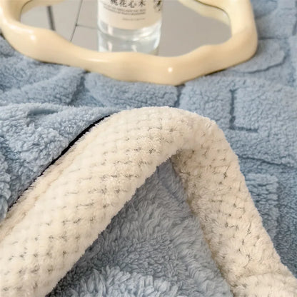 Manta de siesta DecorBites™ Cozy Jacquard Taffeta &amp; Flanel - Edredón cálido y grueso para dormitorio