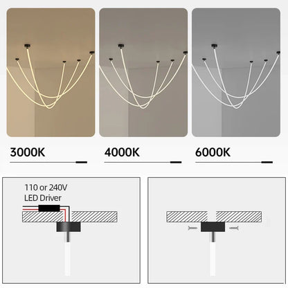 DecorBites™ LED Chandelier: 360-degree Silicone Pendant Light for Home, Restaurant, Office, Hotel