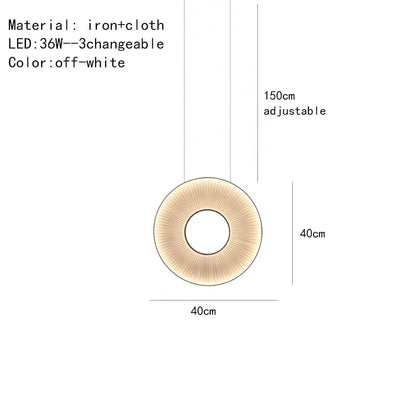 DecorBites™ Dix Heures Round Fabric LED Pendant Light for Parlor, Hotel, and Dining Room